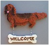 Handpainted Longhaired Dachshund Welcome Sign