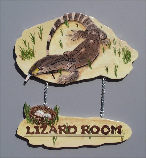 Handpainted Black Throated Monitor Sign