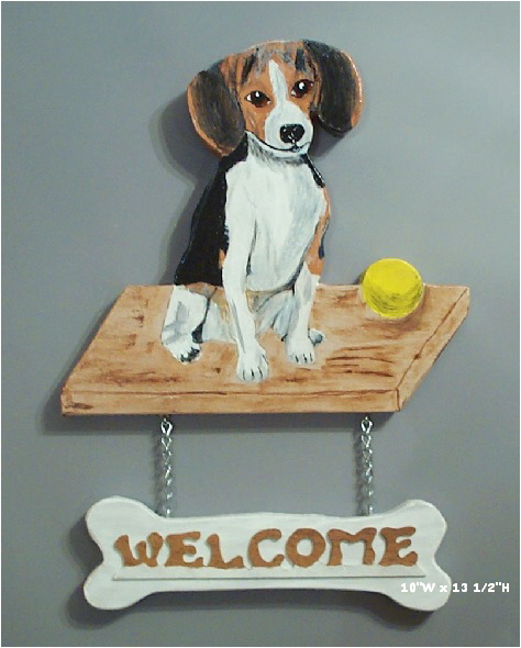 Handpainted Beagle Welcome sign