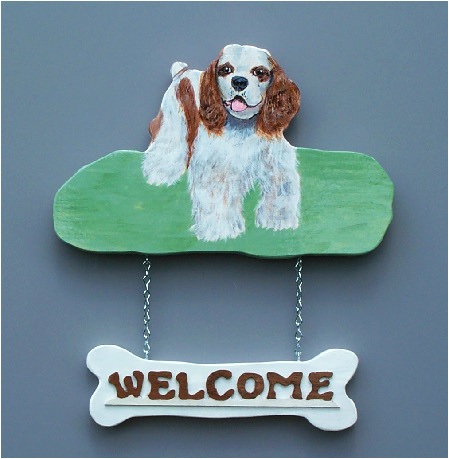 Handpainted Cocker Spaniel Welcome Sign