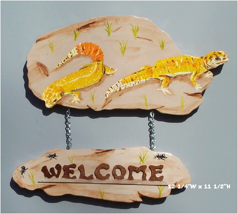Handpainted Leopard Gecko Welcome Sign
