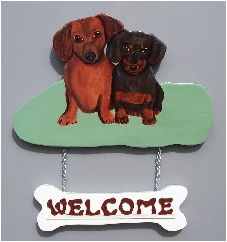 Two Dachshund Welcome Sign