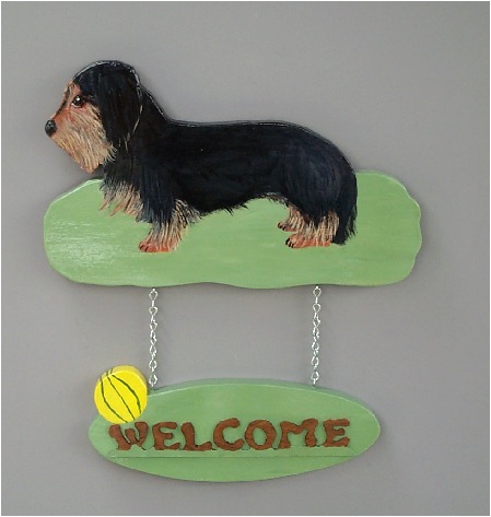 Wire Haired Dachshund Handpainted Welcome Sign